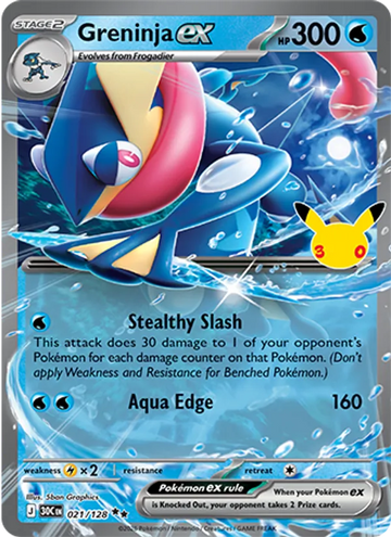 Losse Pokémonkaart 021/128 - Greninja ex - 30th Celebration - [Double rare]