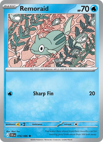Losse Pokémonkaart 016/086 - Remoraid - Chaos Rising - [Common] - Reverse Holo