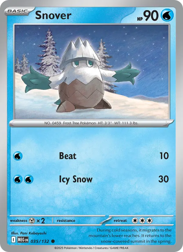 Losse Pokémonkaart 035/132 - Snover - Mega Evolution - [Common]