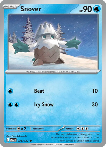 Losse Pokémonkaart 035/132 - Snover - Mega Evolution - [Common]