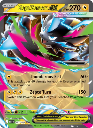 Losse Pokémonkaart 027/084 - Mega Zeraora ex - Pitch Black - [Double rare]