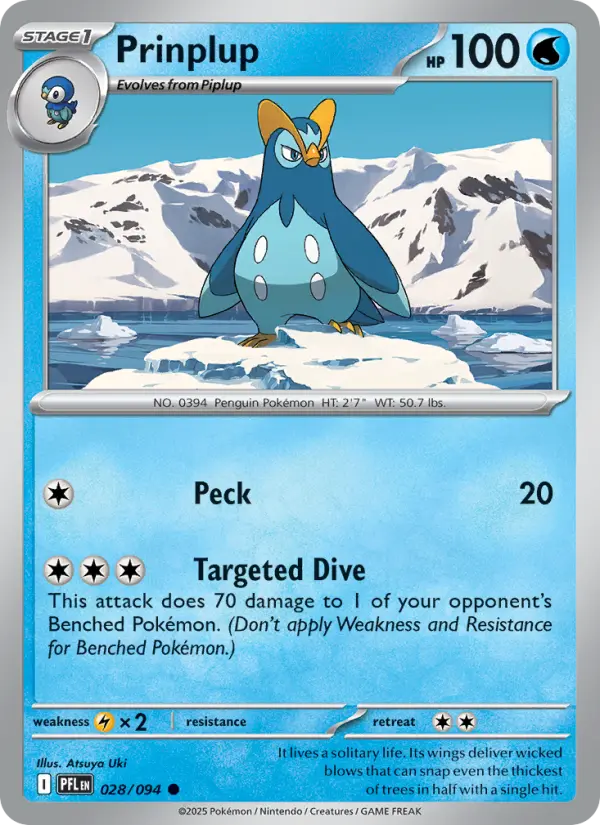 Losse Pokémonkaart 028/094 - Prinplup - Phantasmal Flames - [Common]
