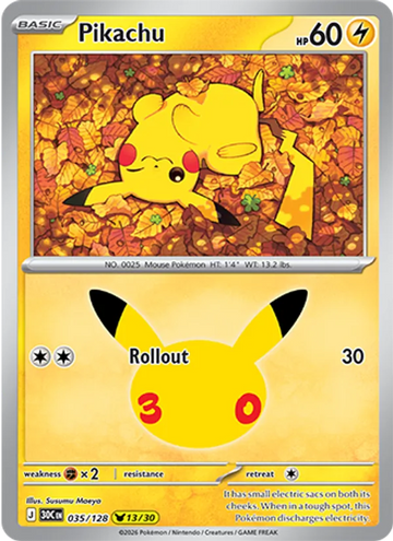 Losse Pokémonkaart 035/128 - Pikachu - 30th Celebration - [Pikachu Rare]