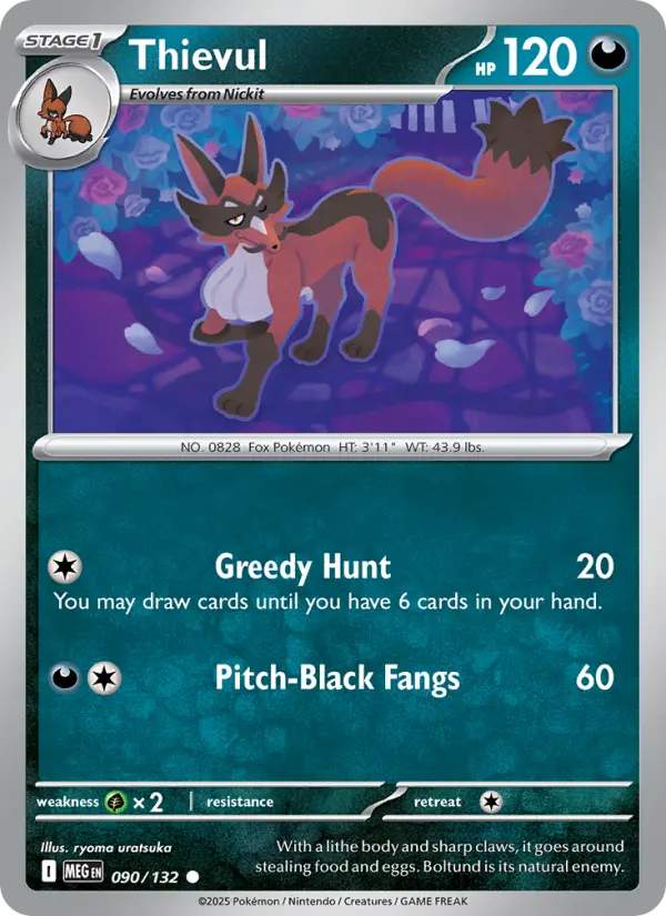 Losse Pokémonkaart 090/132 - Thievul - Mega Evolution - [Common]