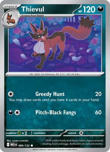 Losse Pokémonkaart 090/132 - Thievul - Mega Evolution - [Common]