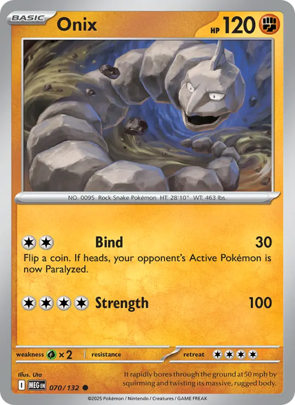 Losse Pokémonkaart 070/132 - Onix - Mega Evolution - [Common]