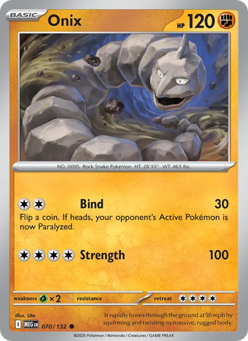 Losse Pokémonkaart 070/132 - Onix - Mega Evolution - [Common]