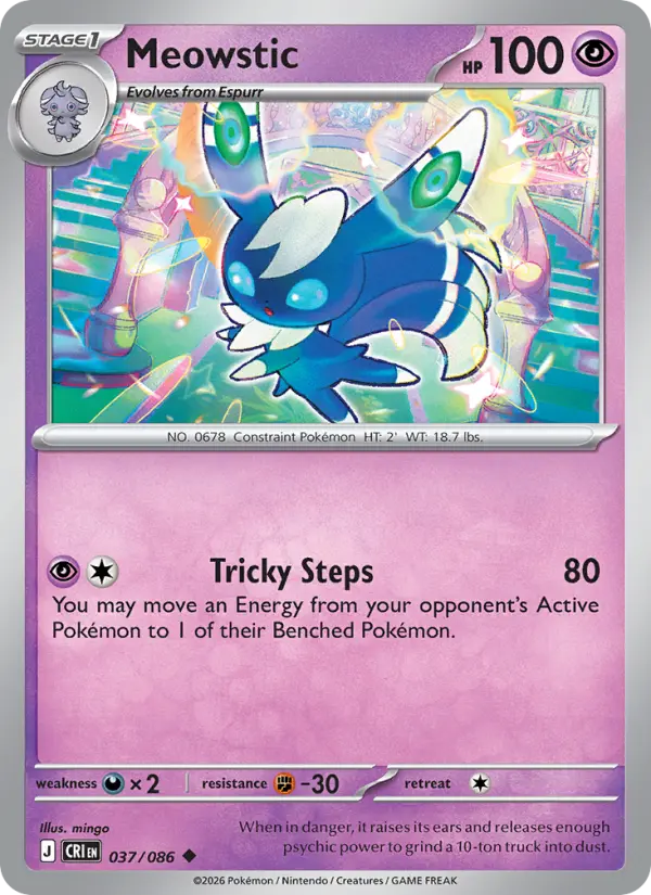Losse Pokémonkaart 037/086 - Meowstic - Chaos Rising - [Uncommon] - Reverse Holo
