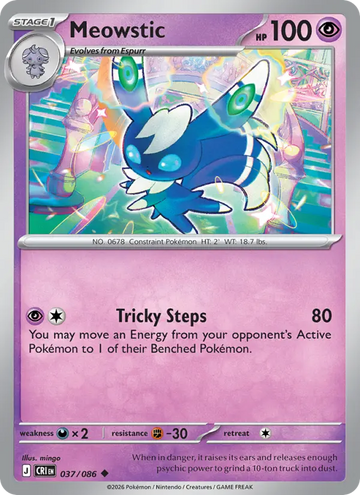 Losse Pokémonkaart 037/086 - Meowstic - Chaos Rising - [Uncommon] - Reverse Holo