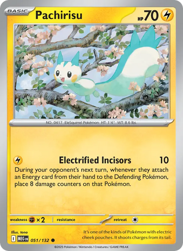 Losse Pokémonkaart 051/132 - Pachirisu - Mega Evolution - [Common]