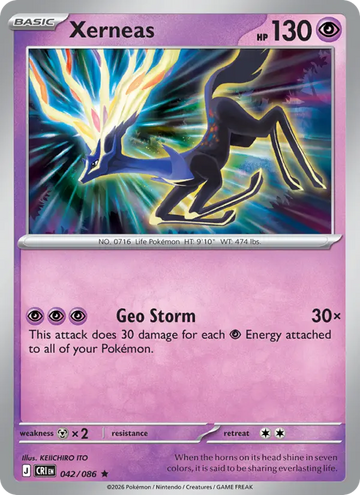 Losse Pokémonkaart 042/086 - Xerneas - Chaos Rising - [Rare]