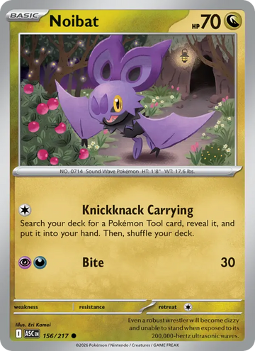 Losse Pokémonkaart 156/217 - Noibat - Ascended Heroes - [Common]