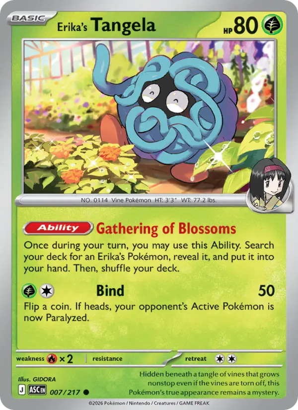 Losse Pokémonkaart 007/217 - Erika's Tangela - Ascended Heroes - [Common] - Pokeball Reverse Holo