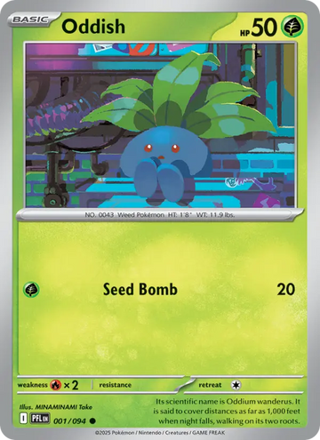 Losse Pokémonkaart 001/094 - Oddish - Phantasmal Flames - [Common]