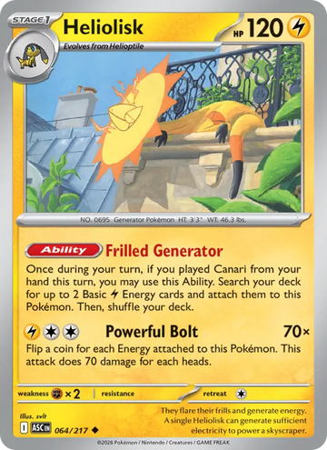 Losse Pokémonkaart 064/217 - Heliolisk - Ascended Heroes - [Uncommon]