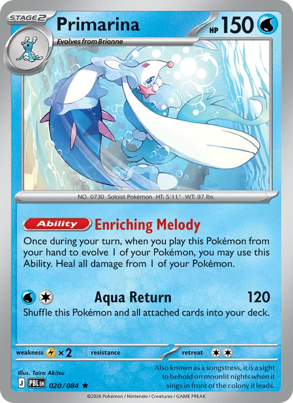 Losse Pokémonkaart 020/084 - Primarina - Pitch Black - [Rare]