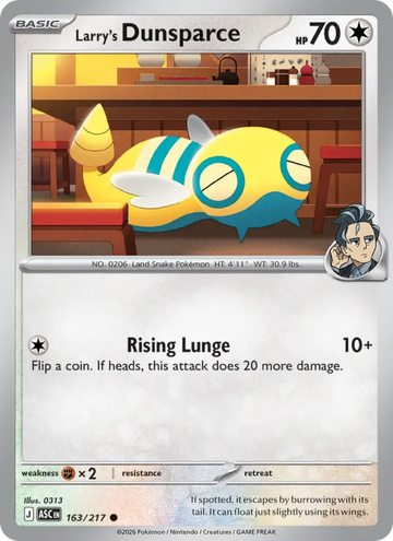 Losse Pokémonkaart 163/217 - Larry's Dunsparce - Ascended Heroes - [Common] - Energy Reverse Holo