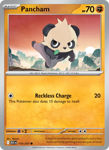 Losse Pokémonkaart 115/217 - Pancham - Ascended Heroes - [Common] - Loveball Reverse Holo
