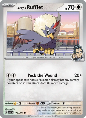 Losse Pokémonkaart 173/217 - Larry's Rufflet - Ascended Heroes - [Common] - Pokeball Reverse Holo