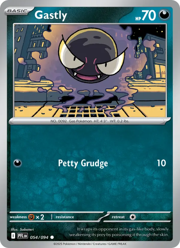 Losse Pokémonkaart 054/094 - Gastly - Phantasmal Flames - [Common]
