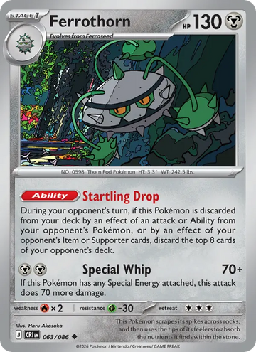 Losse Pokémonkaart 063/086 - Ferrothorn - Chaos Rising - [Uncommon]