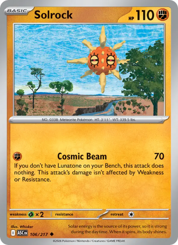 Losse Pokémonkaart 106/217 - Solrock - Ascended Heroes - [Uncommon] - Duskball Reverse Holo
