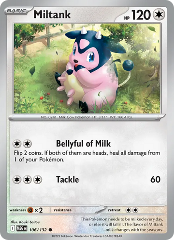 Losse Pokémonkaart 106/132 - Miltank - Mega Evolution - [Common]