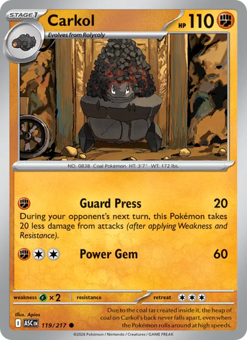 Losse Pokémonkaart 119/217 - Carkol - Ascended Heroes - [Common]