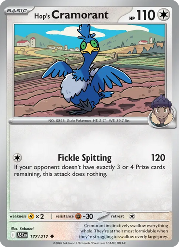 Losse Pokémonkaart 177/217 - Hop's Cramorant - Ascended Heroes - [Uncommon]