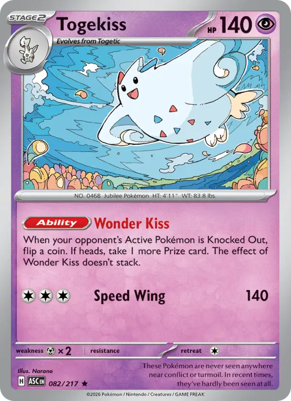 Losse Pokémonkaart 082/217 - Togekiss - Ascended Heroes - [Rare] - Energy Reverse Holo