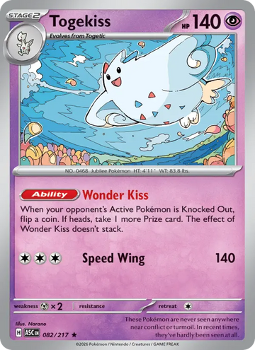 Losse Pokémonkaart 082/217 - Togekiss - Ascended Heroes - [Rare] - Energy Reverse Holo