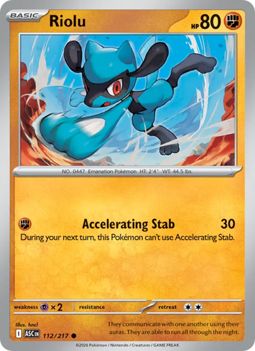 Losse Pokémonkaart 112/217 - Riolu - Ascended Heroes - [Common] - Energy Reverse Holo
