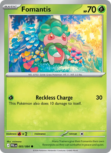 Losse Pokémonkaart 003/084 - Fomantis - Pitch Black - [Common] - Reverse Holo