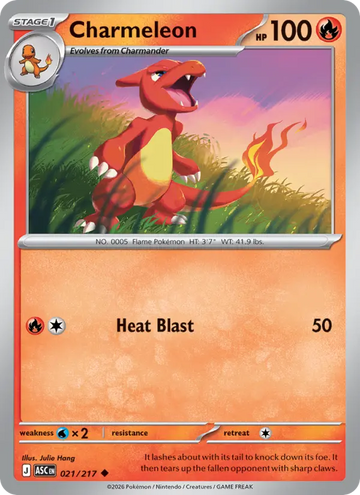 Losse Pokémonkaart 021/217 - Charmeleon - Ascended Heroes - [Uncommon] - Energy Reverse Holo