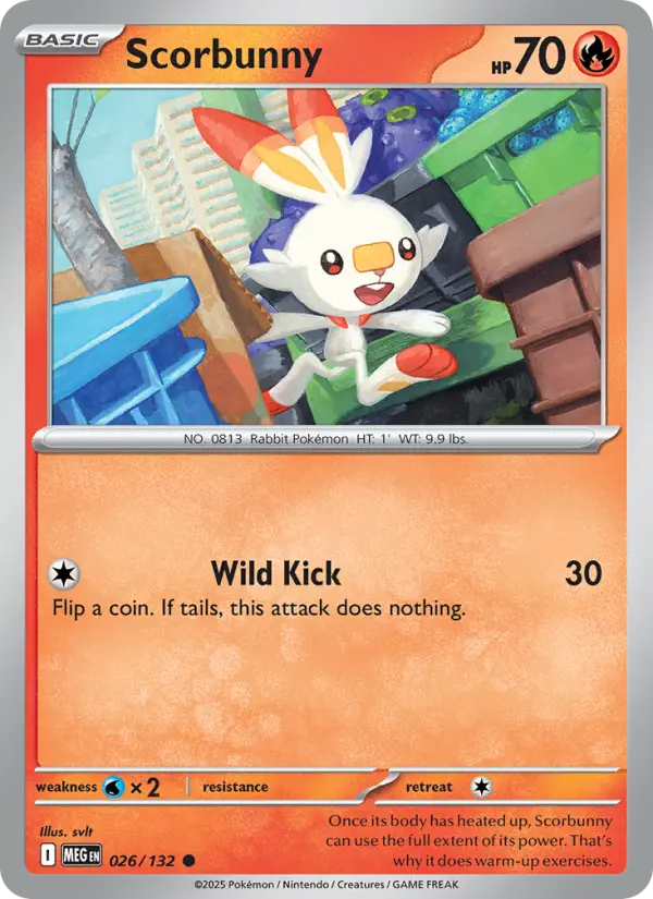 Losse Pokémonkaart 026/132 - Scorbunny - Mega Evolution - [Common]