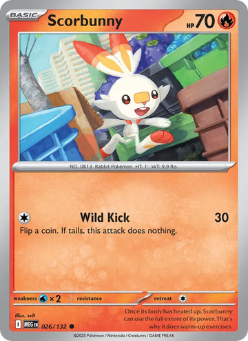 Losse Pokémonkaart 026/132 - Scorbunny - Mega Evolution - [Common]