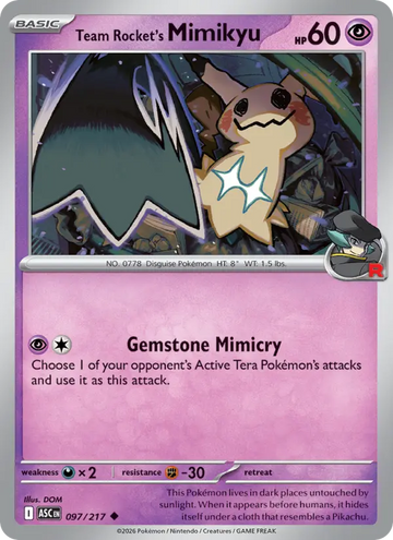 Losse Pokémonkaart 097/217 - Team Rocket's Mimikyu - Ascended Heroes - [Uncommon] - Energy Reverse Holo
