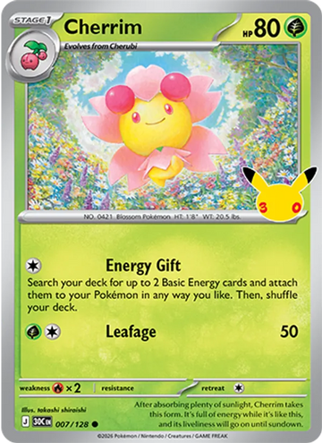 Losse Pokémonkaart 007/128 - Cherrim - 30th Celebration - [Common]