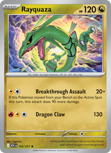 Losse Pokémonkaart 153/217 - Rayquaza - Ascended Heroes - [Rare] - Friendball Reverse Holo