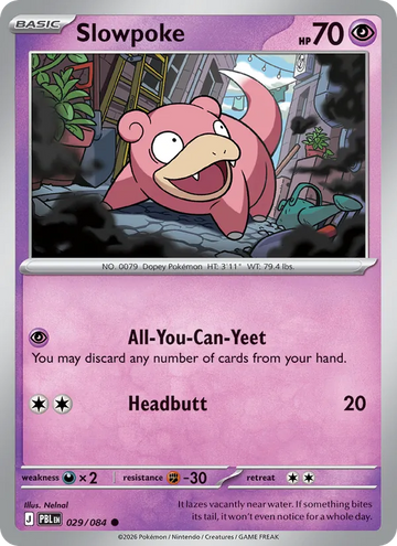 Losse Pokémonkaart 029/084 - Slowpoke - Pitch Black - [Common] - Reverse Holo