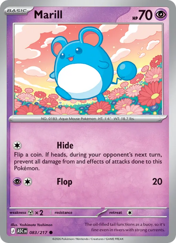 Losse Pokémonkaart 083/217 - Marill - Ascended Heroes - [Common] - Energy Reverse Holo