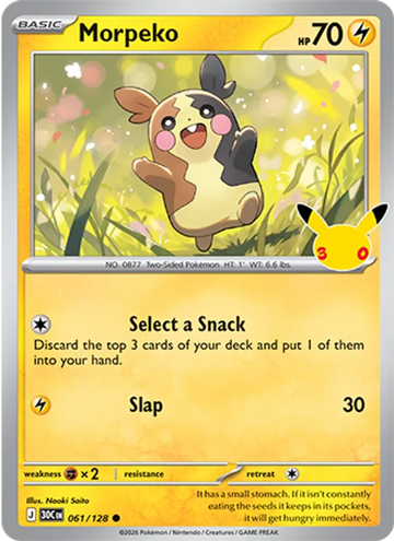Losse Pokémonkaart 061/128 - Morpeko - 30th Celebration - [Common]