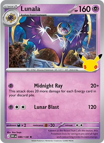 Losse Pokémonkaart 080/128 - Lunala - 30th Celebration - [Rare]