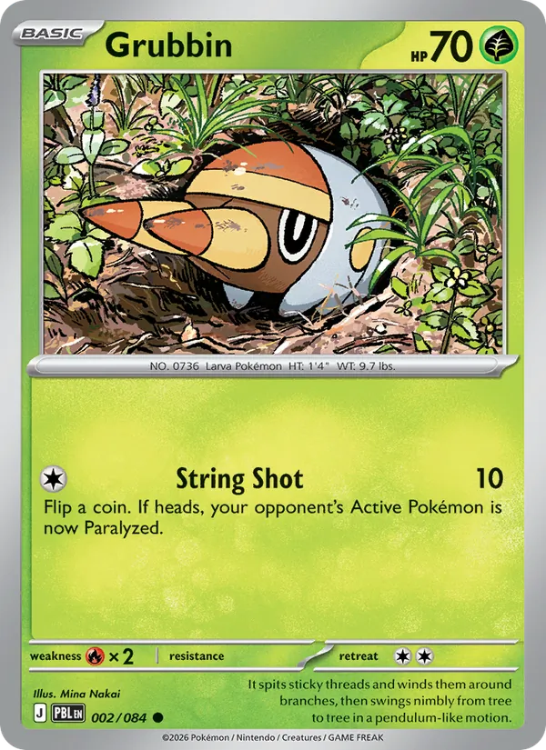 Losse Pokémonkaart 002/084 - Grubbin - Pitch Black - [Common] - Reverse Holo