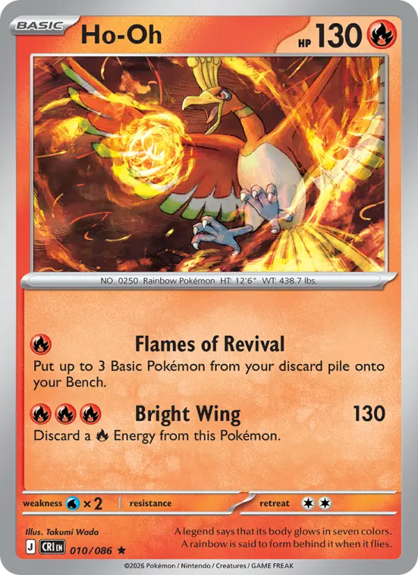 Losse Pokémonkaart 010/086 - Ho-Oh - Chaos Rising - [Rare] - Reverse Holo
