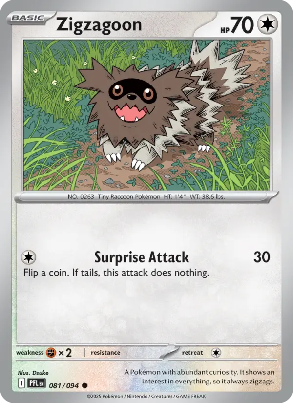 Losse Pokémonkaart 081/094 - Zigzagoon - Phantasmal Flames - [Common]