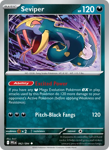 Losse Pokémonkaart 062/094 - Seviper - Phantasmal Flames - [Uncommon]