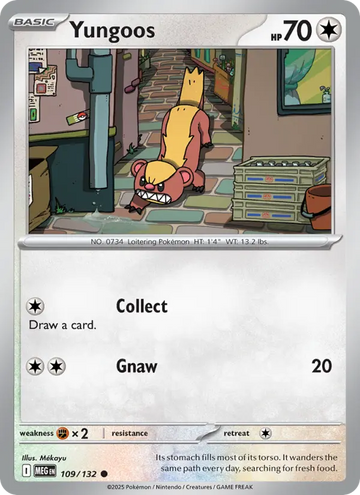 Losse Pokémonkaart 109/132 - Yungoos - Mega Evolution - [Common]