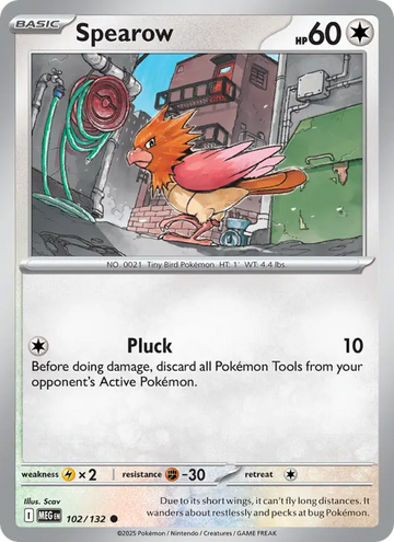 Losse Pokémonkaart 102/132 - Spearow - Mega Evolution - [Common]