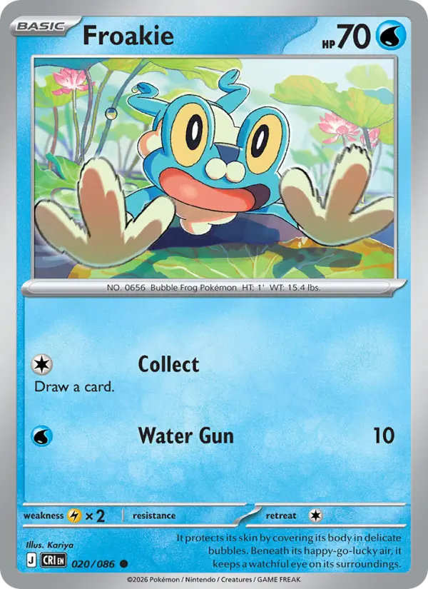 Losse Pokémonkaart 020/086 - Froakie - Chaos Rising - [Common] - Reverse Holo